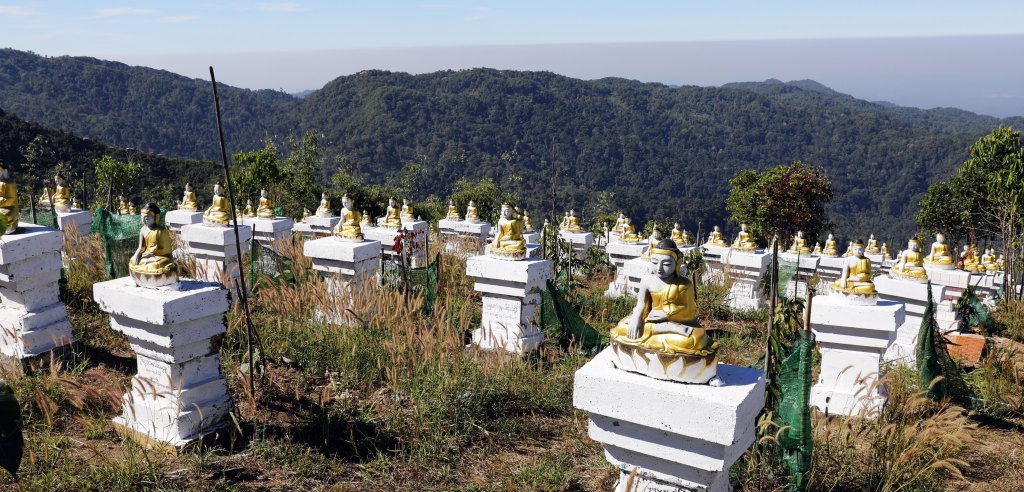 Hundreds of Buddha statues on Mt Kyaikthyo
