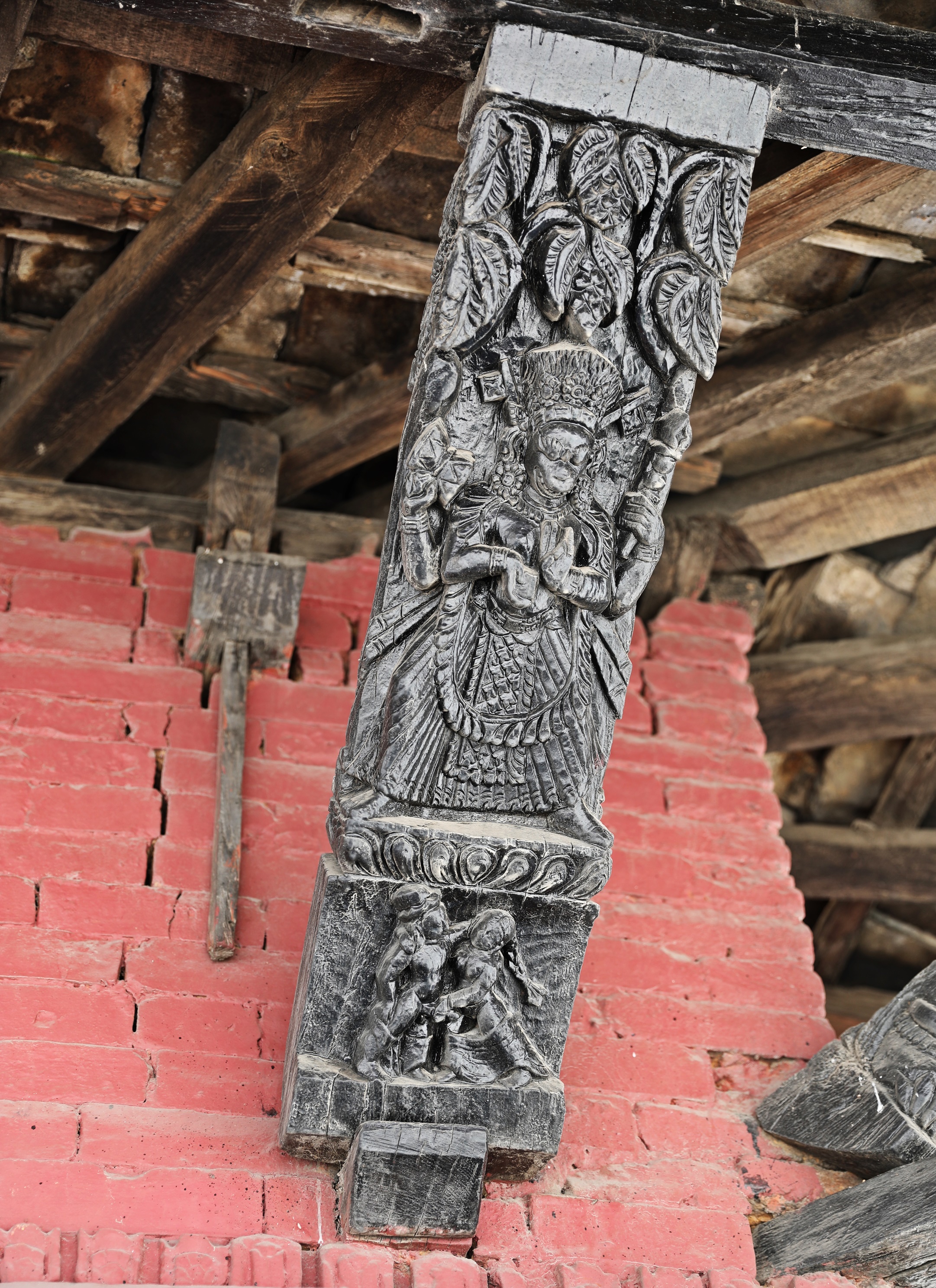 Wooden carvings on Bimsen Temple, Pokhara