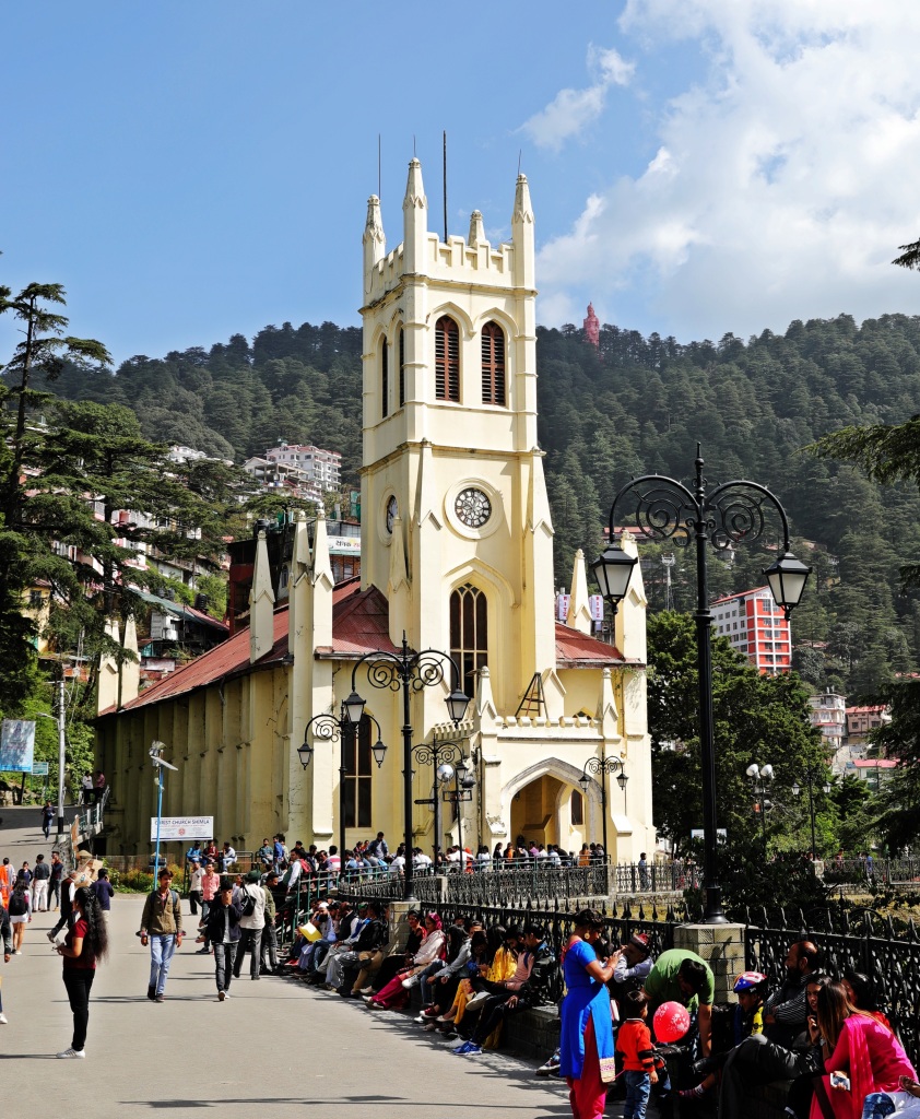 Christ Church with Hanuman on the hill, Shimla