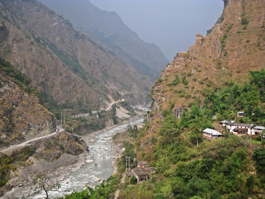Bridge crossing the deep Kali Gandaki, Annapurna Circuit Trek